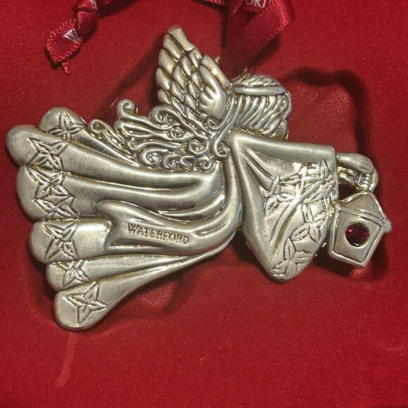 Waterford 2011 2013 Silver Angel Christmas Ornaments In Box Lot of 2 - Picture 8 of 10